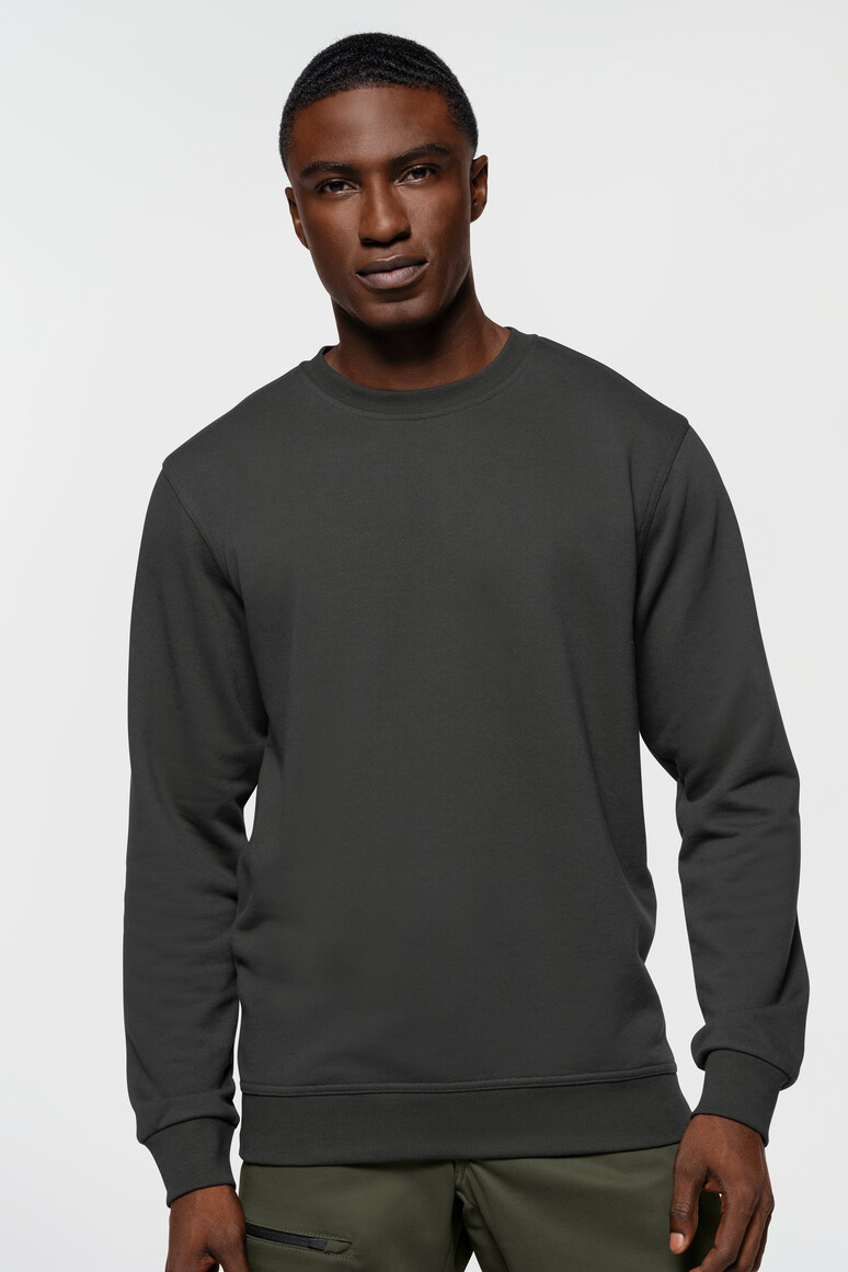 HAKRO 567 Label-Free Sweatshirt Heavy MIKRALINAR® ECO in Karbongrau – Modellansicht