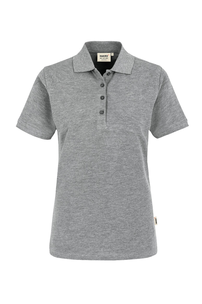 HAKRO 110 Damen Poloshirt Classic in Grau Meliert – Vorderansicht