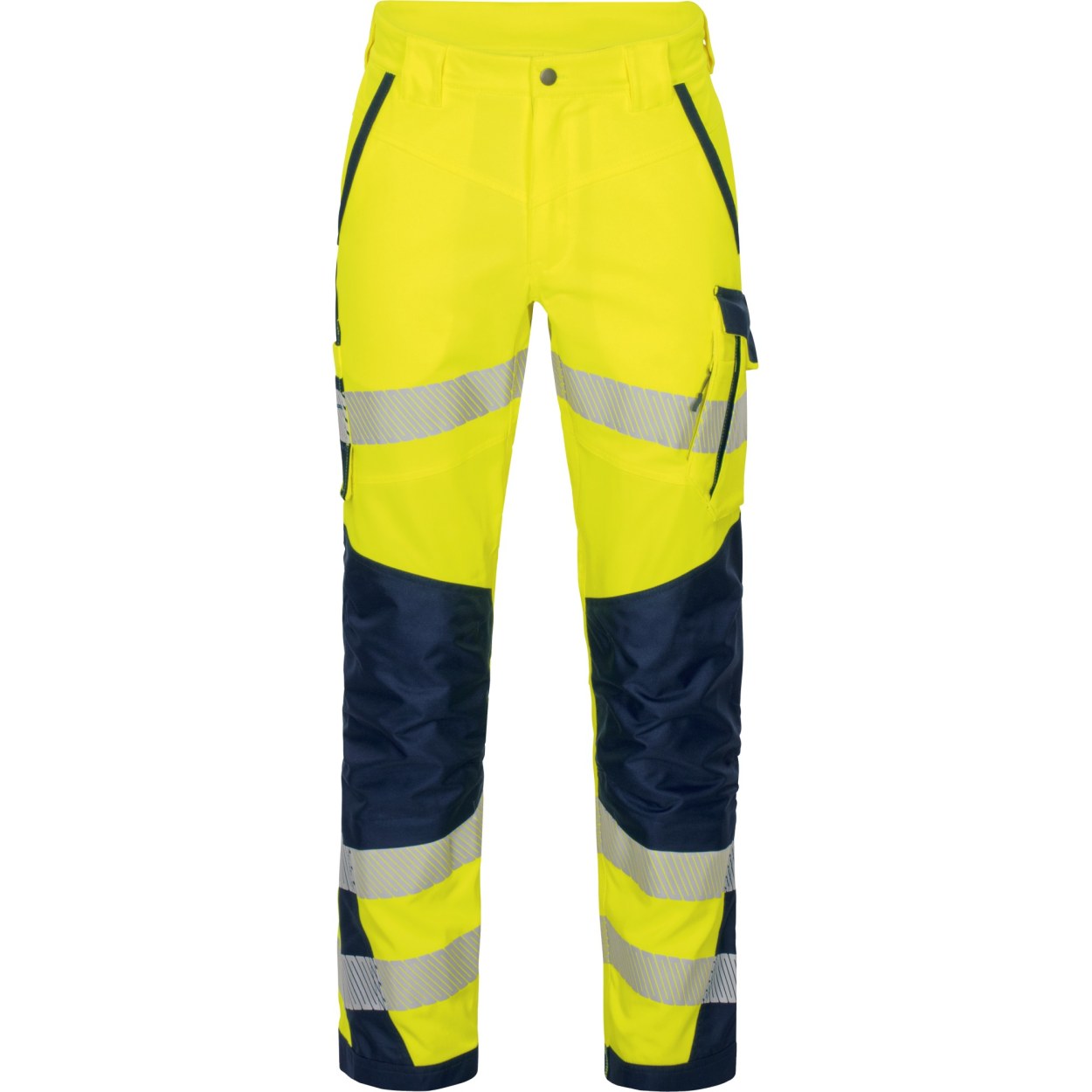 Vizwell Warnschutz-Bundhose Flex HiVis VWT178 in Leuchtgelb-Marine – Vorderansicht