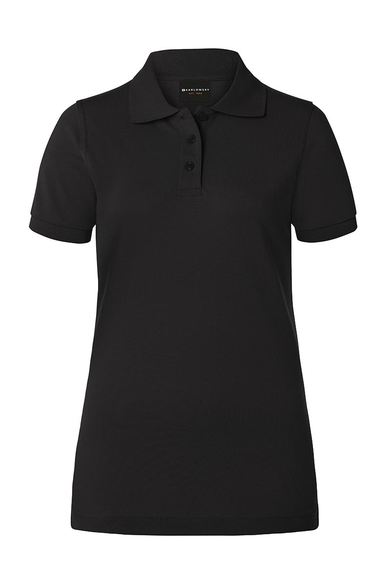 Karlowsky Damen Workwear Poloshirt Basic in Schwarz – Vorderansicht