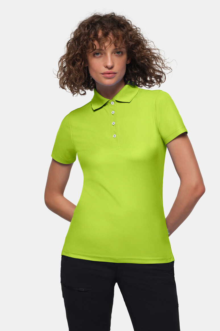 HAKRO 206 Damen Poloshirt COOLMAX® ECO in Kiwi – Modellansicht