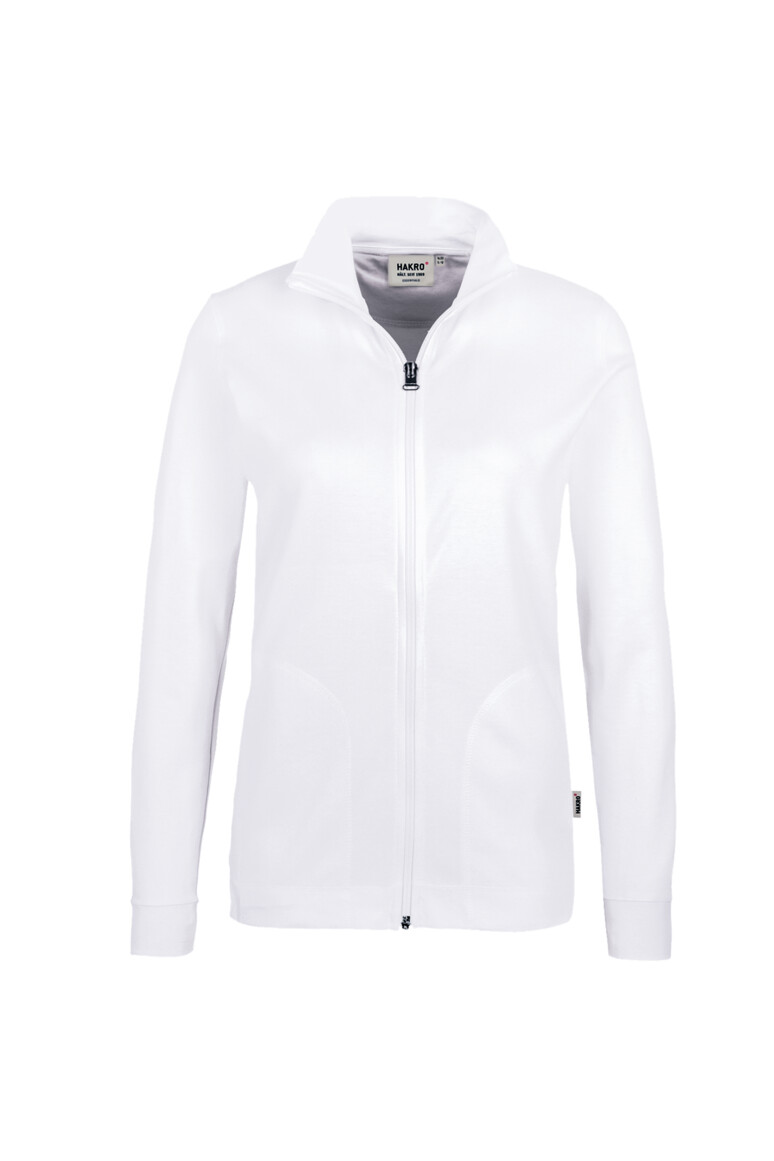 HAKRO 227 Damen Interlockjacke in Weiß – Vorderansicht