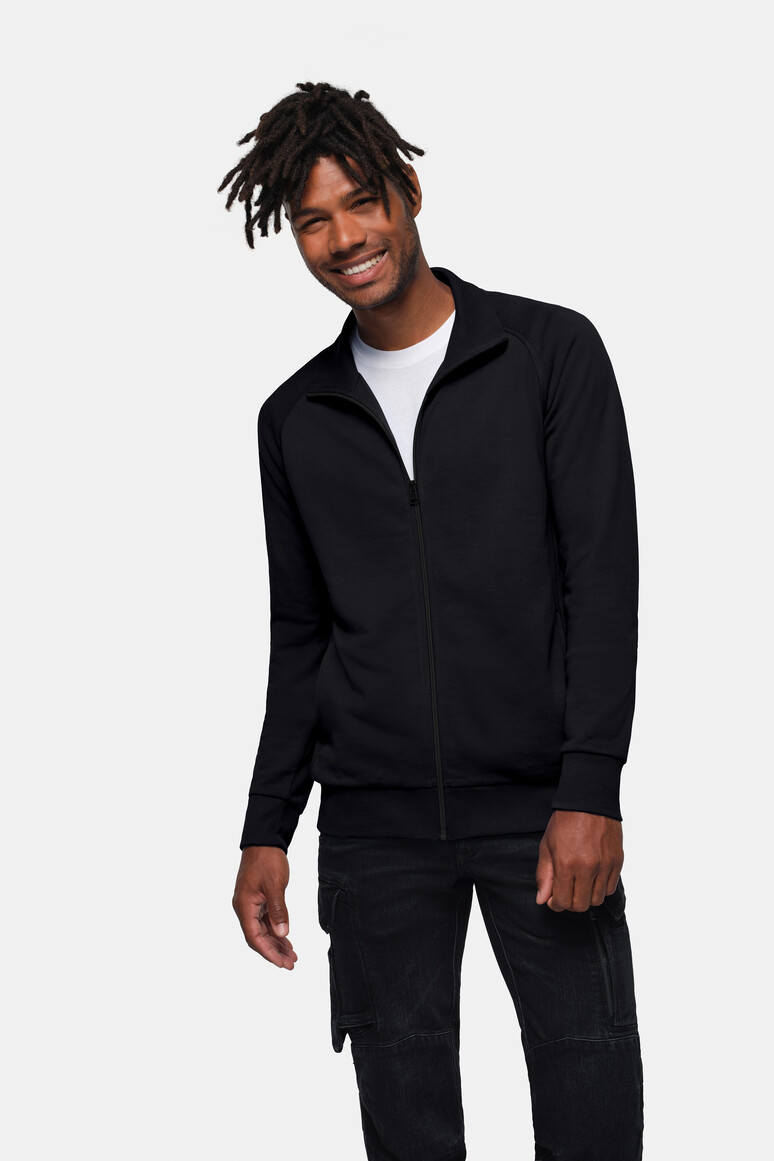 HAKRO 606 Sweatjacke Premium in Schwarz – Modellansicht