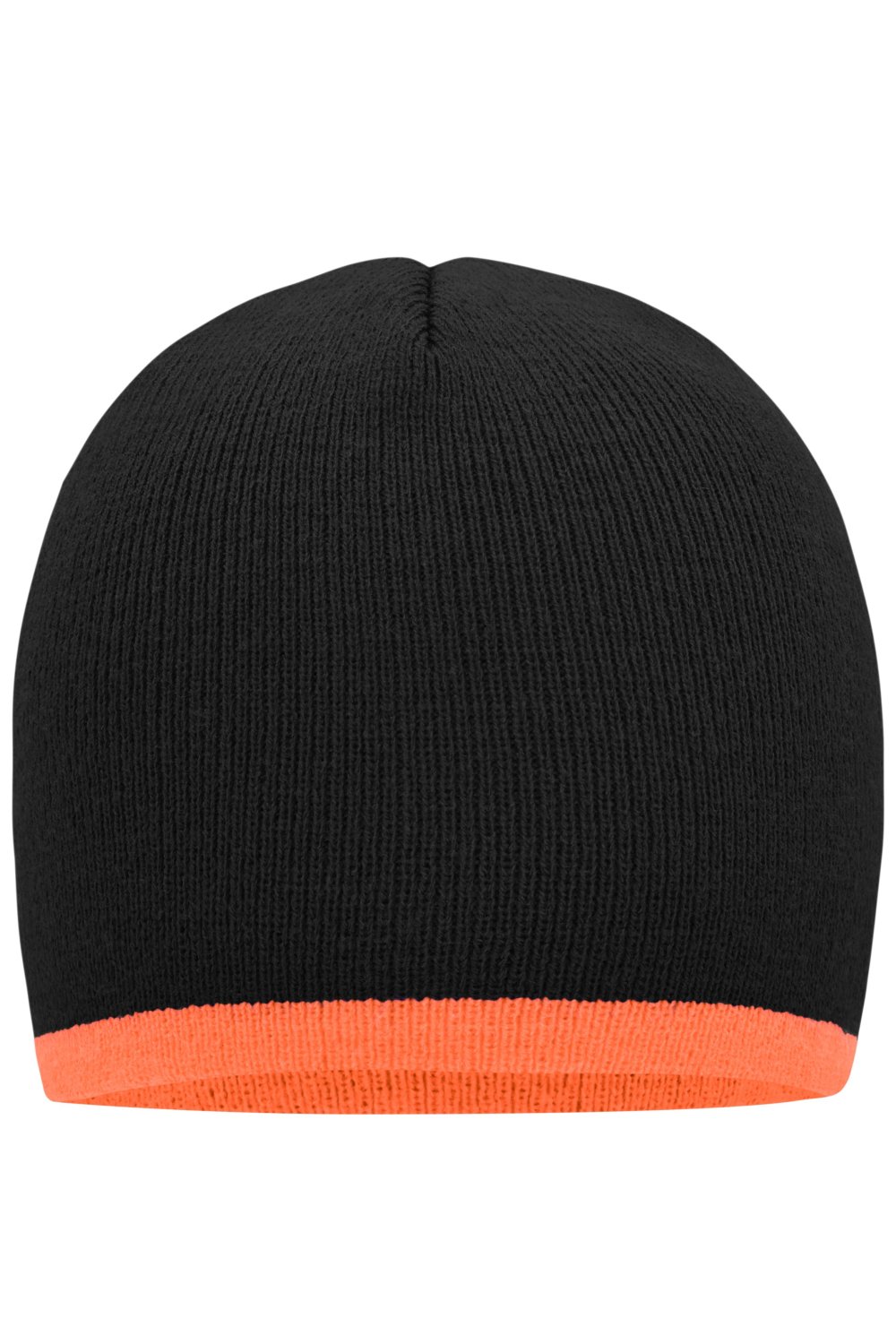 Daiber Beanie with Contrasting Border in Black/Orange – Vorderansicht