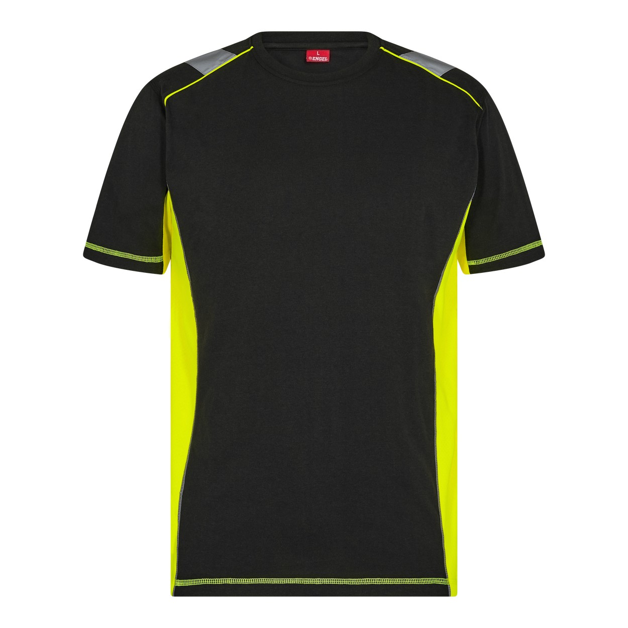 ENGEL Cargo 9870-258 T-Shirt in Schwarz/Gelb – Vorderansicht