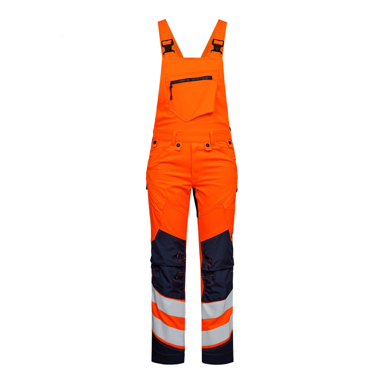 ENGEL Safety 3544-314 Latzhose mit 2-Wege-Stretch in Orange/Blue Ink – Vorderansicht