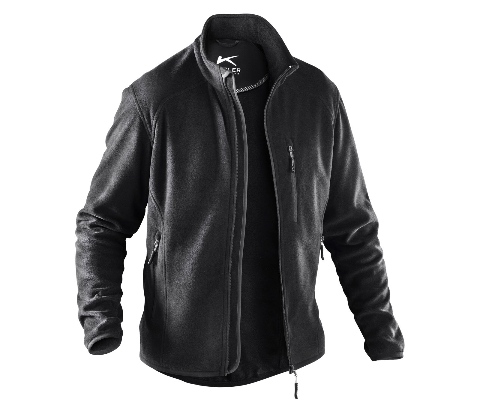 Kübler Fleecejacke in Schwarz – Vorderansicht
