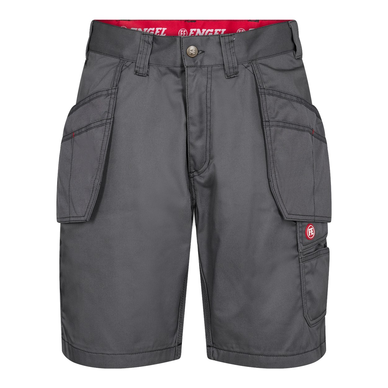 ENGEL Combat 6761-630 Arbeitsshorts mit Holstertaschen in Grau – Vorderansicht