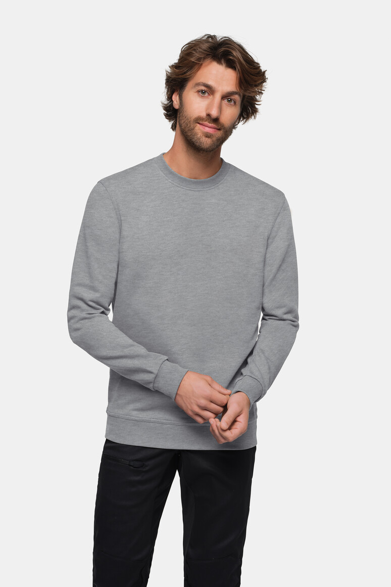 HAKRO 475 Sweatshirt MIKRALINAR® in Grau Meliert – Modellansicht