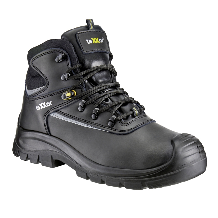teXXor® S3-Sicherheitsschnürstiefel DIJON in Schwarz – Vorderansicht