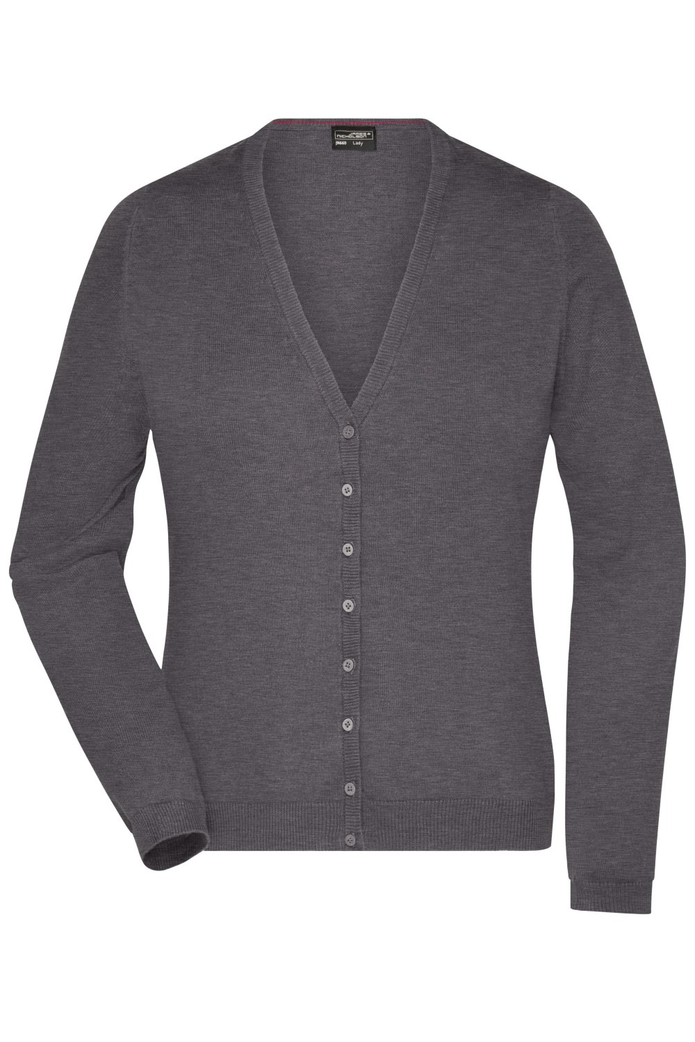 Daiber Ladies' V-Neck Cardigan in Anthracite-Melange – Vorderansicht