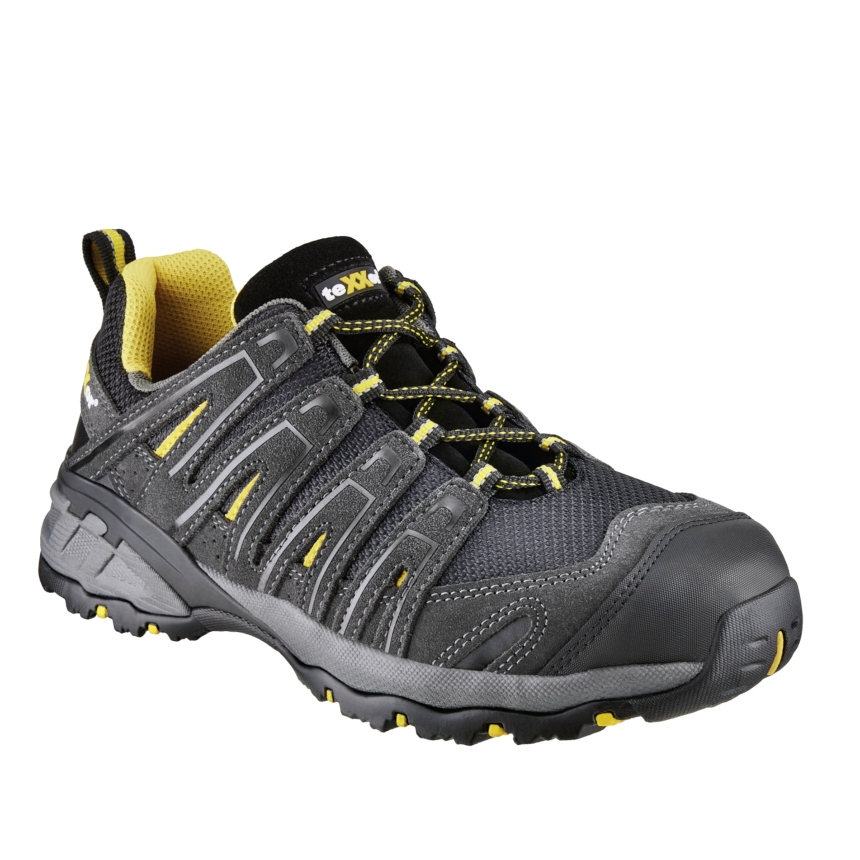 teXXor® S1-Sicherheitshalbschuhe LYON in Schwarz/Gelb – Vorderansicht