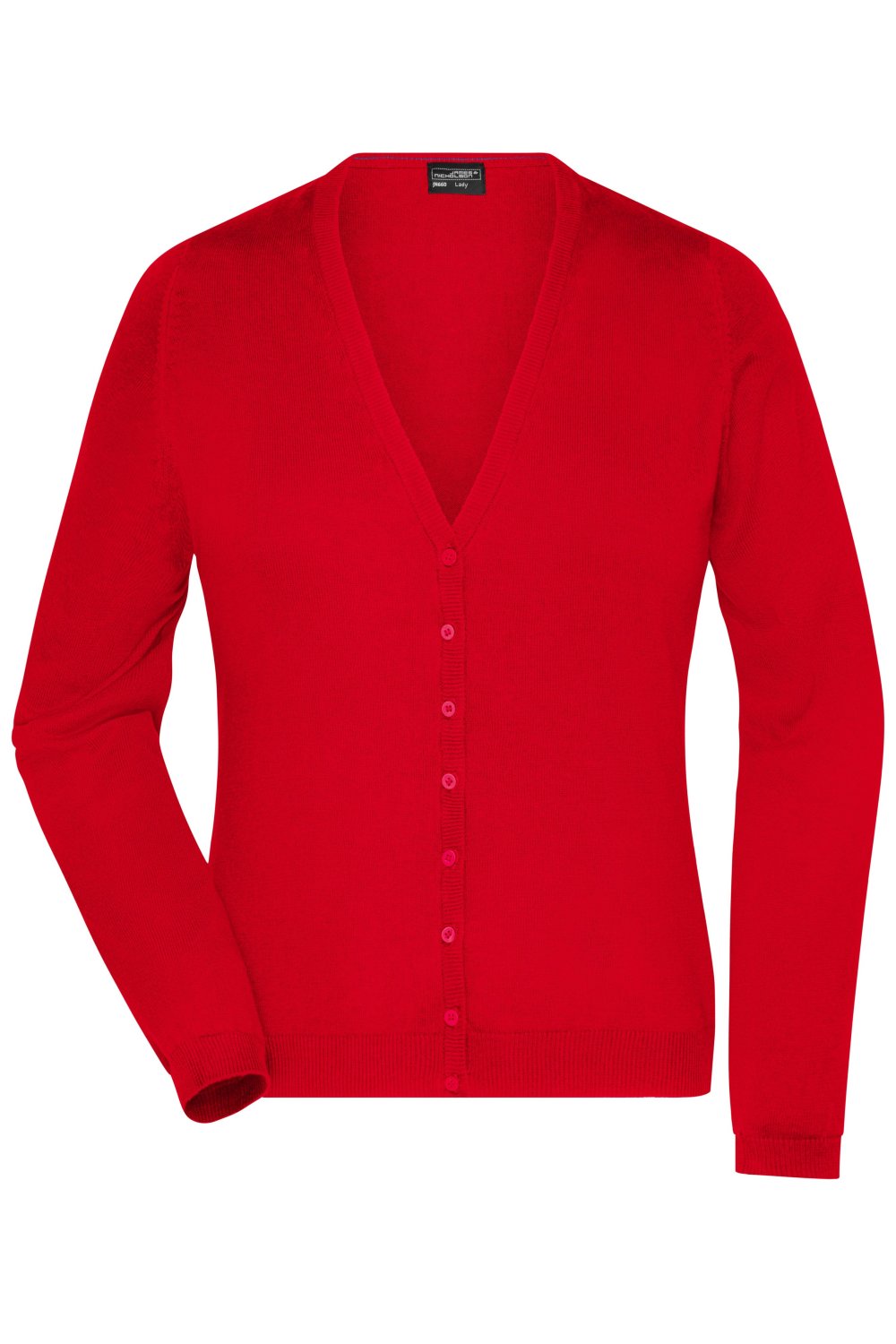 Daiber Ladies' V-Neck Cardigan in Red – Vorderansicht