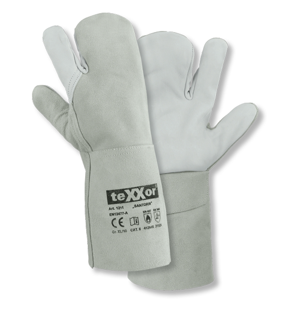 teXXor® 3-Finger-Schweißerhandschuhe SANTORIN in Natur – Vorderansicht