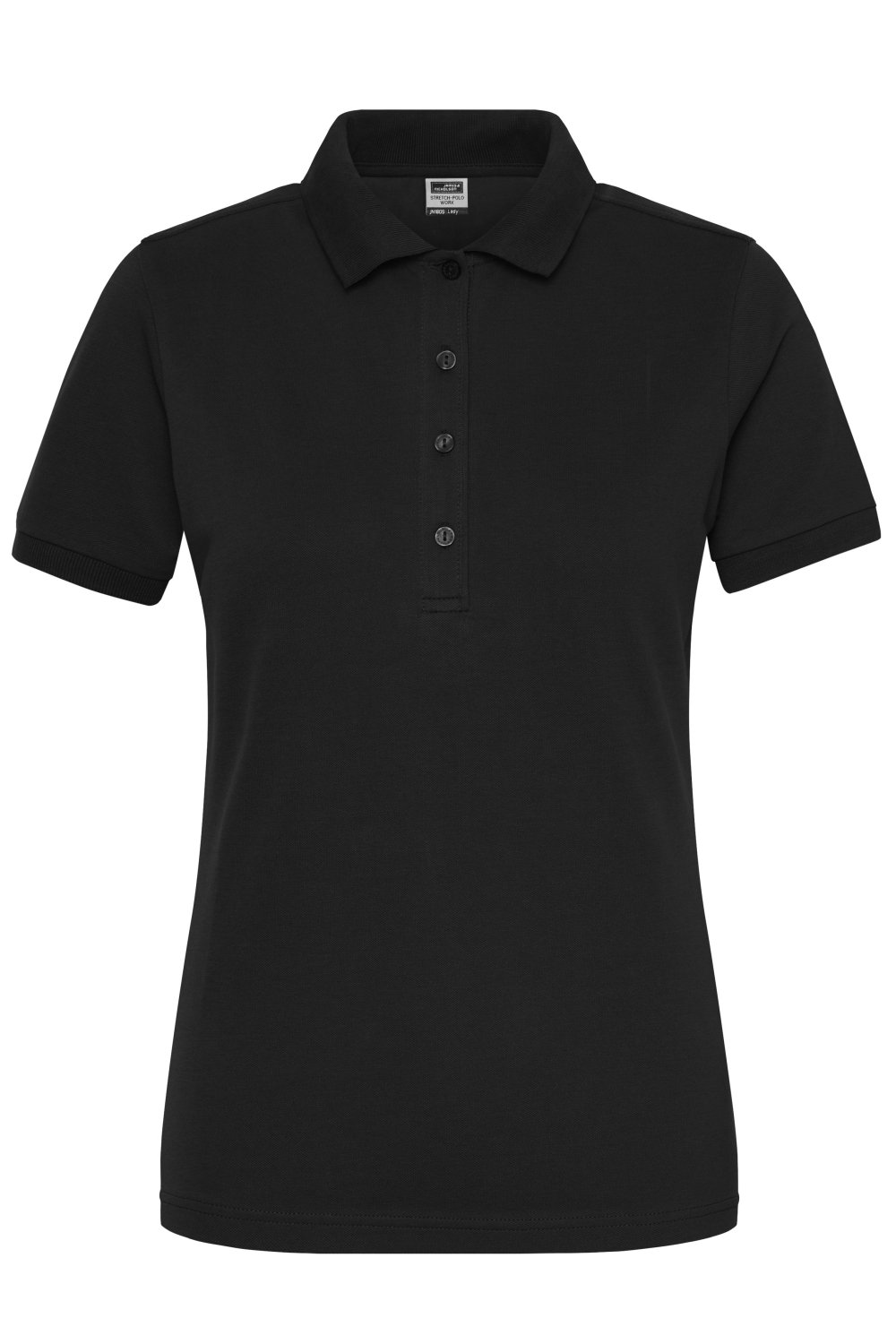 Daiber Ladies' ORGANIC Stretch-Polo Work - SOLID - OCS Blended in Black – Vorderansicht