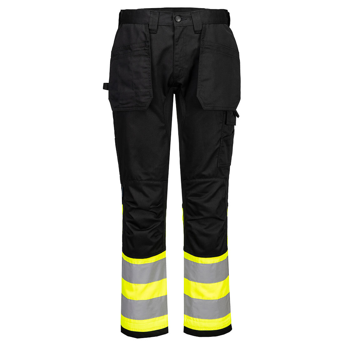 Portwest WX2 Eco Hi-Vis Holster Trouser Class 1 in Gelb/Schwarz – Vorderansicht