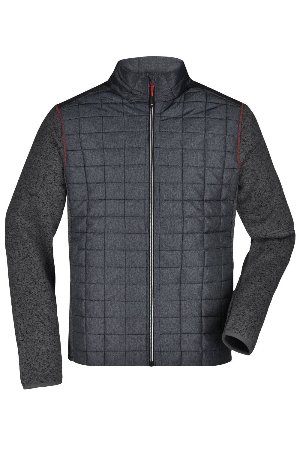 Daiber Men's Knitted Hybrid Jacket in Grey-Melange/Anthracite-Melange – Vorderansicht