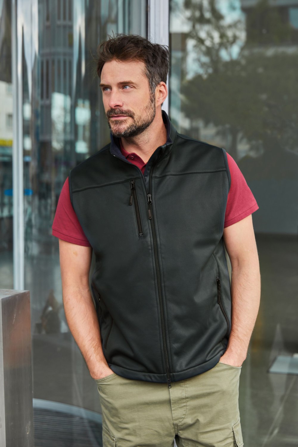 Daiber Men's Softshell Vest GRS in Black – Modellansicht
