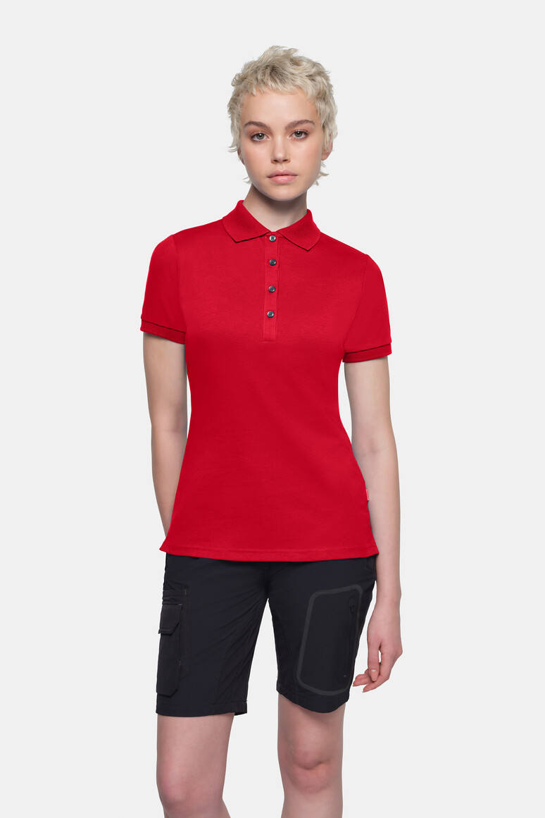 HAKRO 214 COTTON TEC® Damen Poloshirt in Rot – Modellansicht