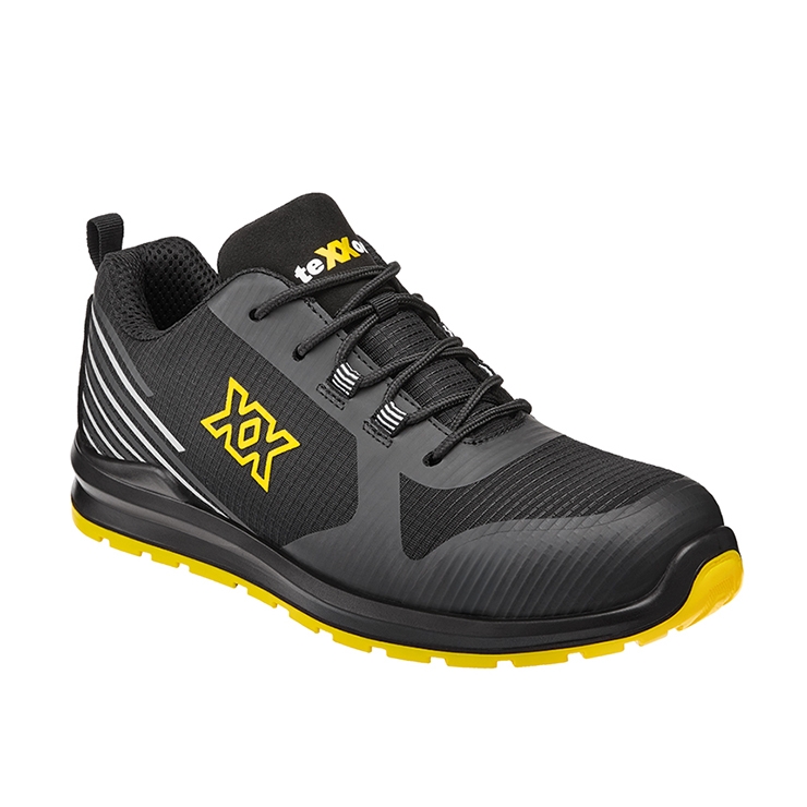 teXXor® S3S-Sicherheitshalbschuhe in Schwarz/Gelb – Vorderansicht