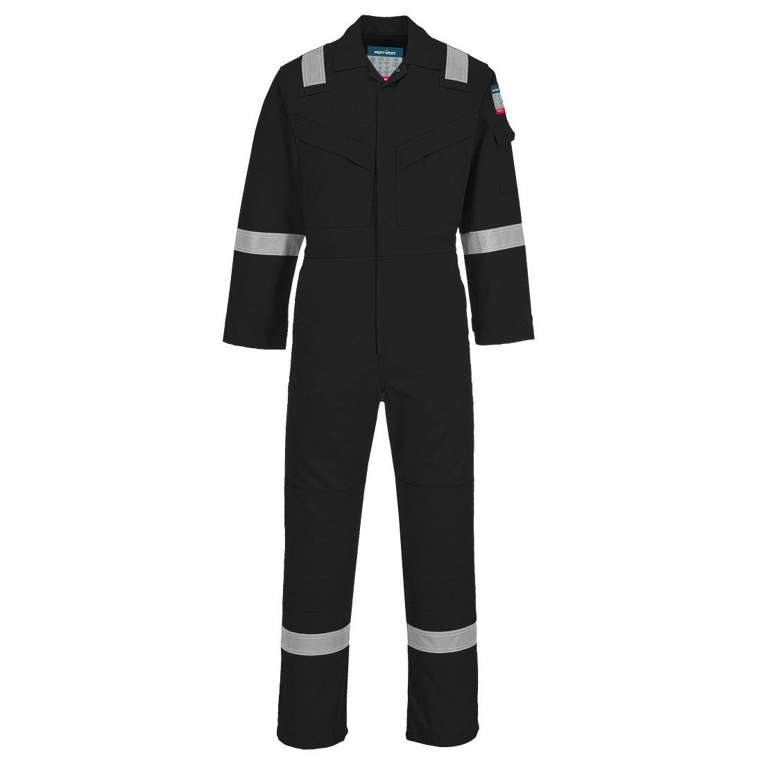 Portwest Bizflame Work Lightweight FR Coverall in Schwarz – Vorderansicht