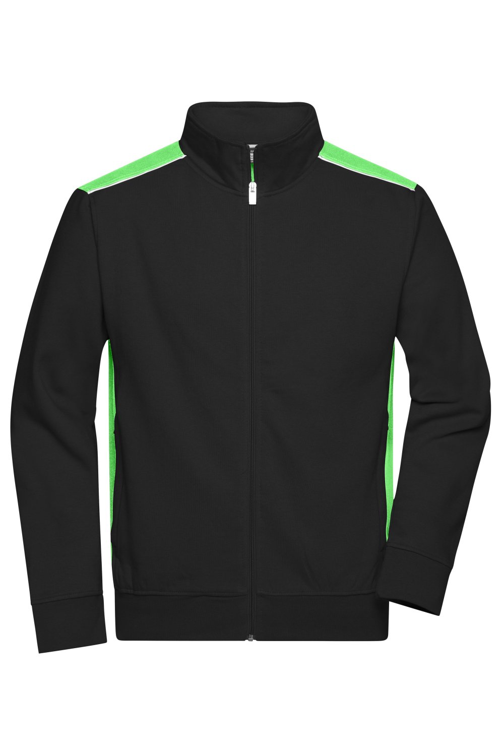Daiber Workwear Sweat Jacket - COLOR - in Black/Lime-Green – Vorderansicht