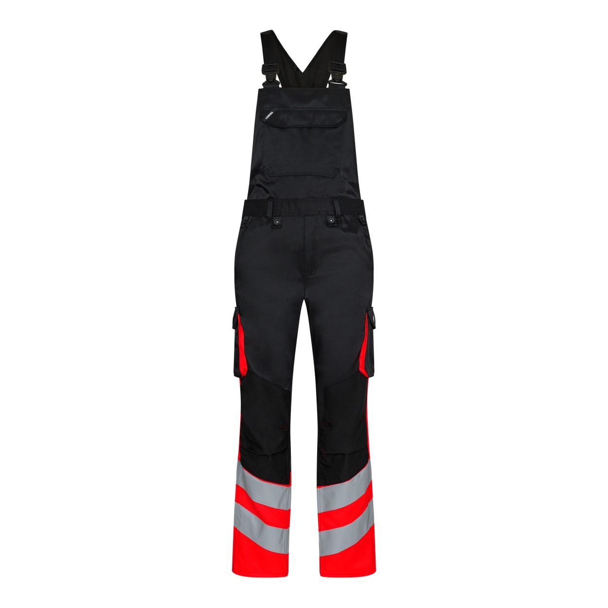 ENGEL Safety 3547-319 Light Latzhose in Schwarz/Rot – Vorderansicht