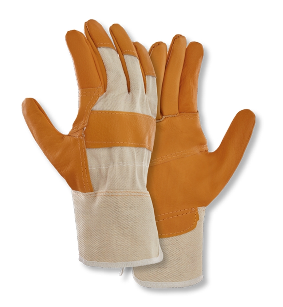 teXXor® Möbelleder-Handschuhe HELLES LEDER in Leder Hell, Drell Weiß – Vorderansicht