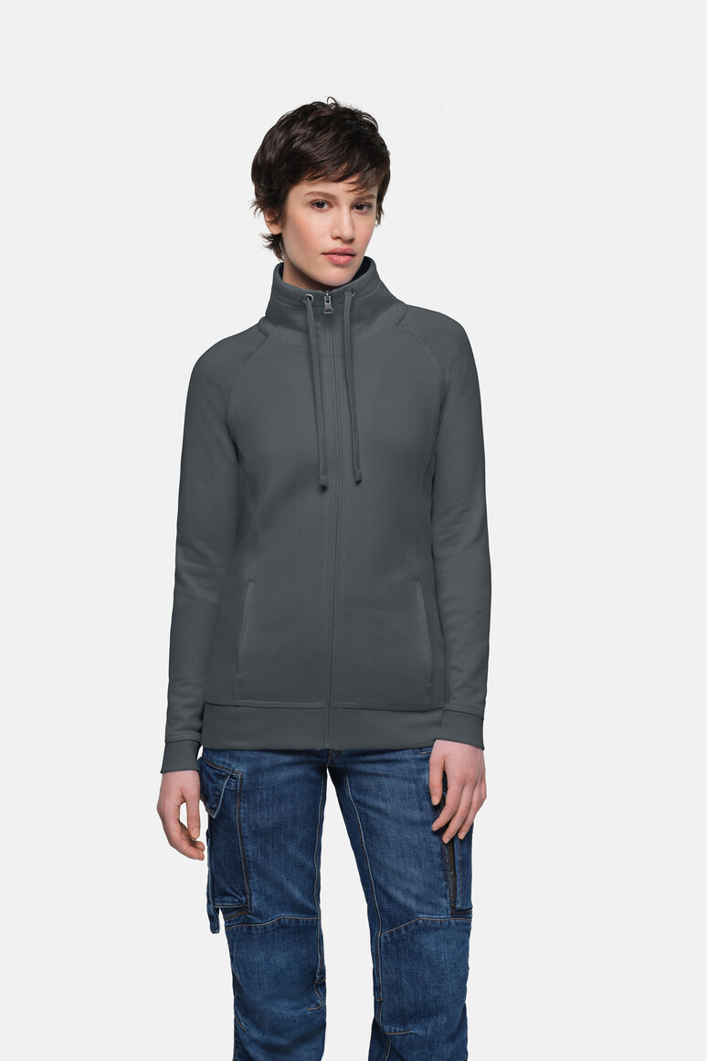 HAKRO 406 Damen Sweatjacke Premium in Anthrazit – Modellansicht