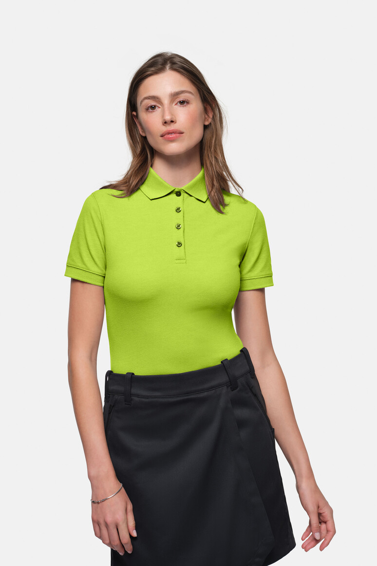 HAKRO 369 Damen Poloshirt MIKRALINAR® ECO in Kiwi – Modellansicht