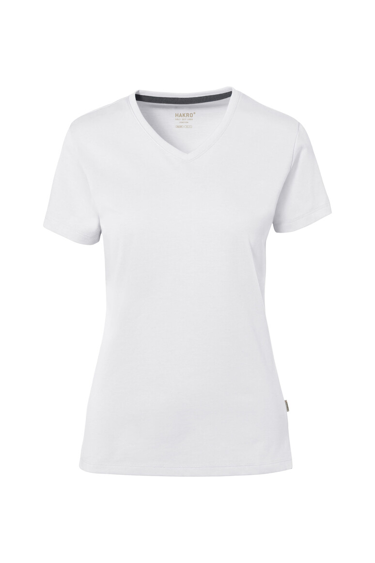 HAKRO 169 COTTON TEC® Damen V-Shirt in Weiß – Vorderansicht