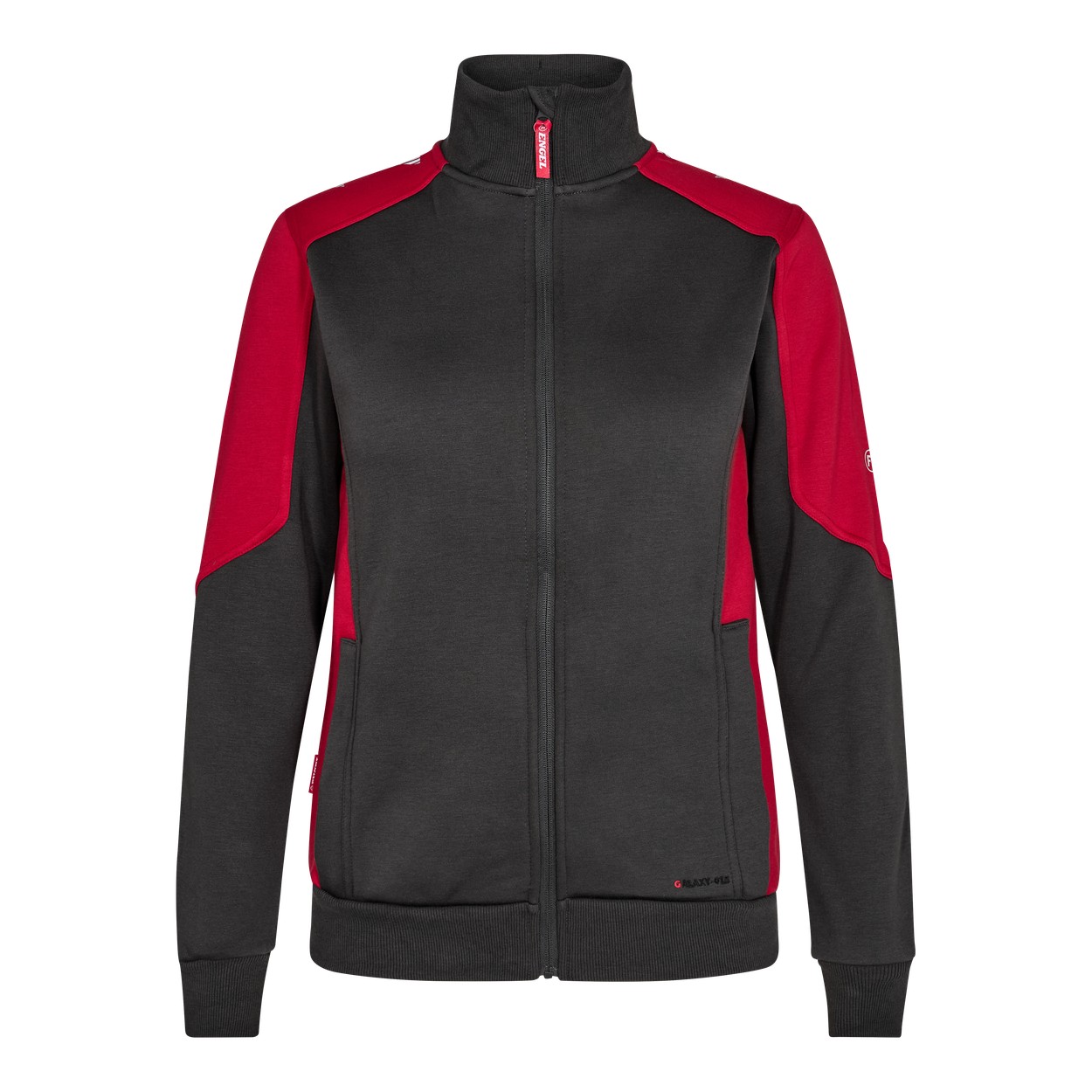 ENGEL Galaxy 8825-233 Damen Sweatcardigan in Anthrazit Grau/Tomato Red – Vorderansicht