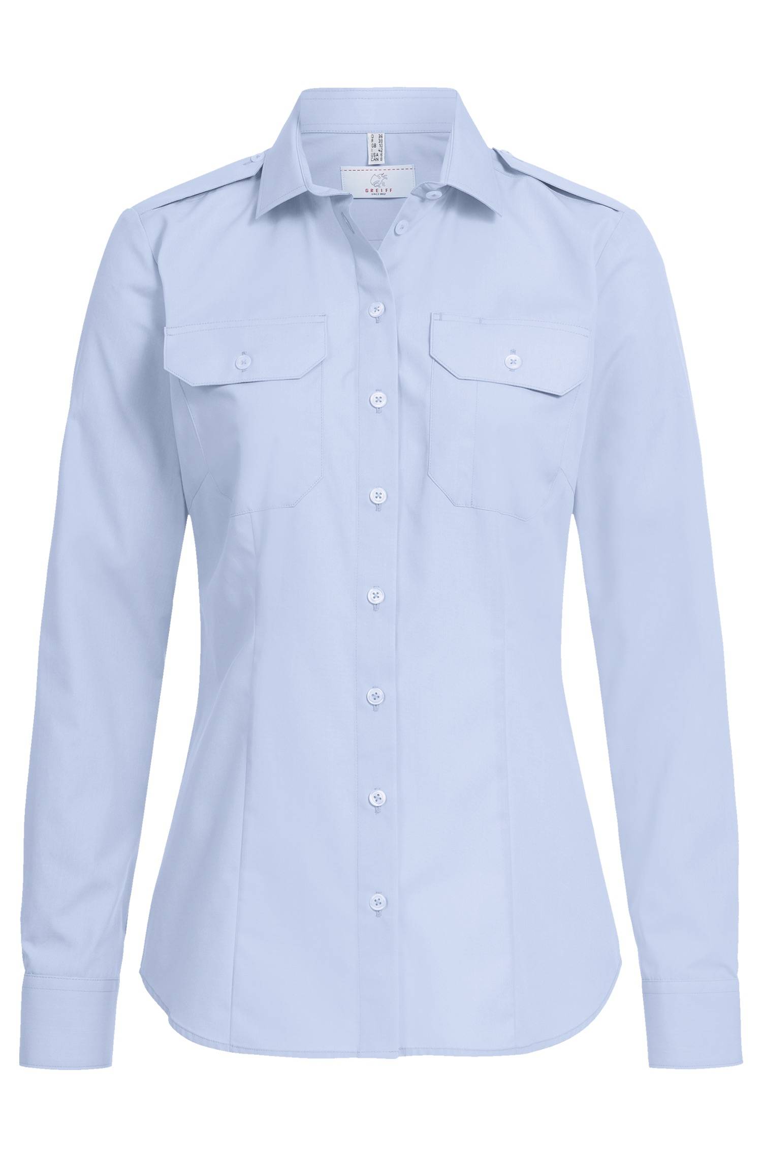 Greiff Damen-Pilotbluse 1/1 RF Simple in Bleu – Vorderansicht