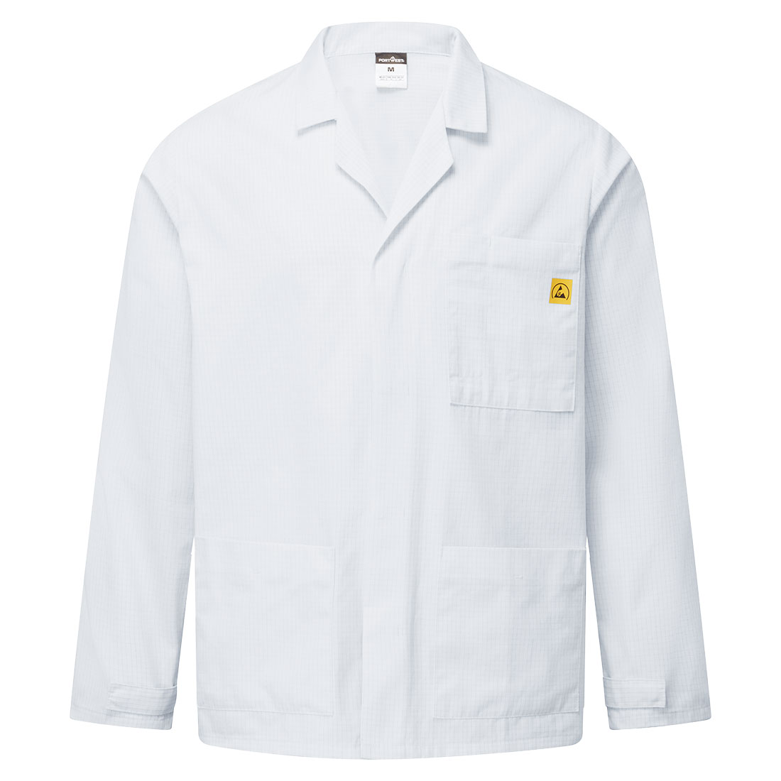 Portwest Anti-Static ESD Lab Jacket in Weiß – Vorderansicht
