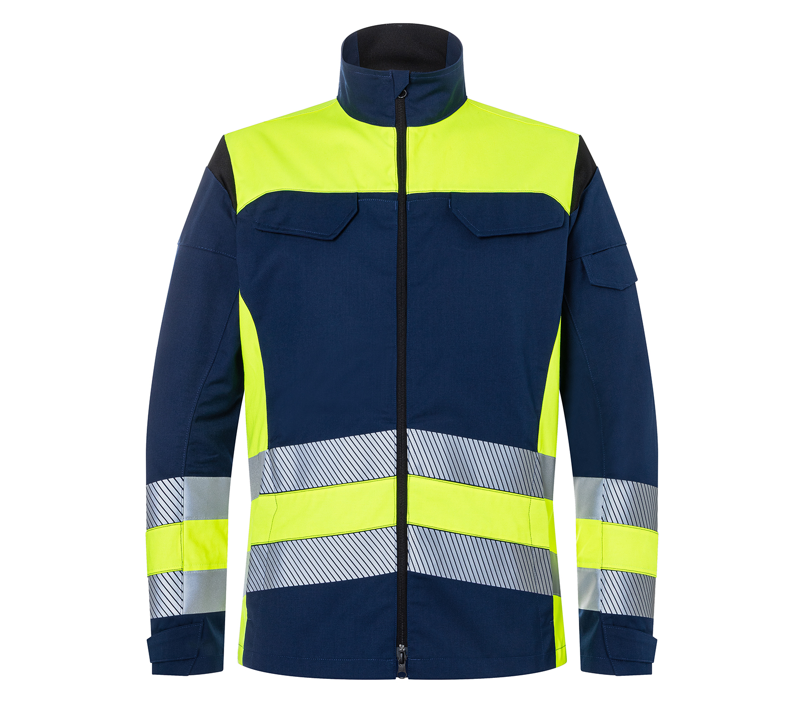 KÜBLER REFLECTIQ Jacke Klasse 1 in Warngelb/Dunkelblau – Vorderansicht