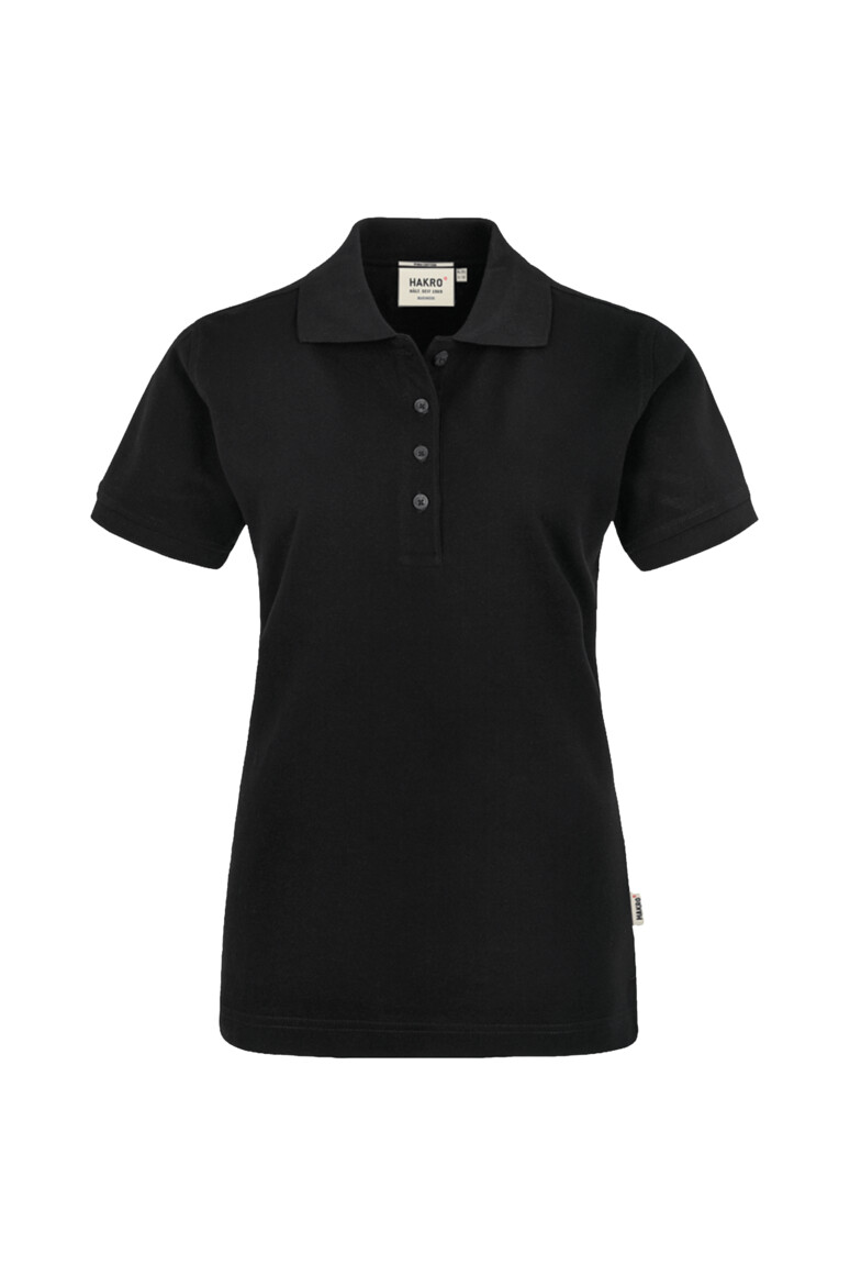 HAKRO 201 Damen Poloshirt Pima-Baumwolle in Schwarz – Vorderansicht