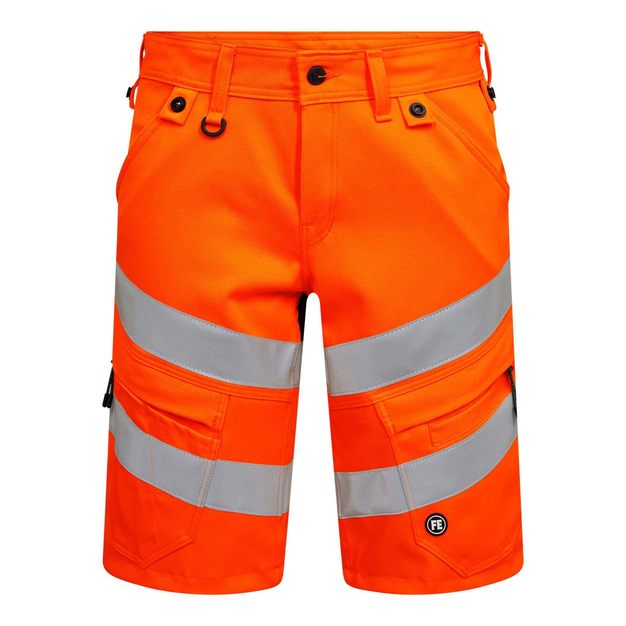 ENGEL Safety 6546-314 Arbeitsshorts mit 2-Wege-Stretch in Orange/Grün – Vorderansicht