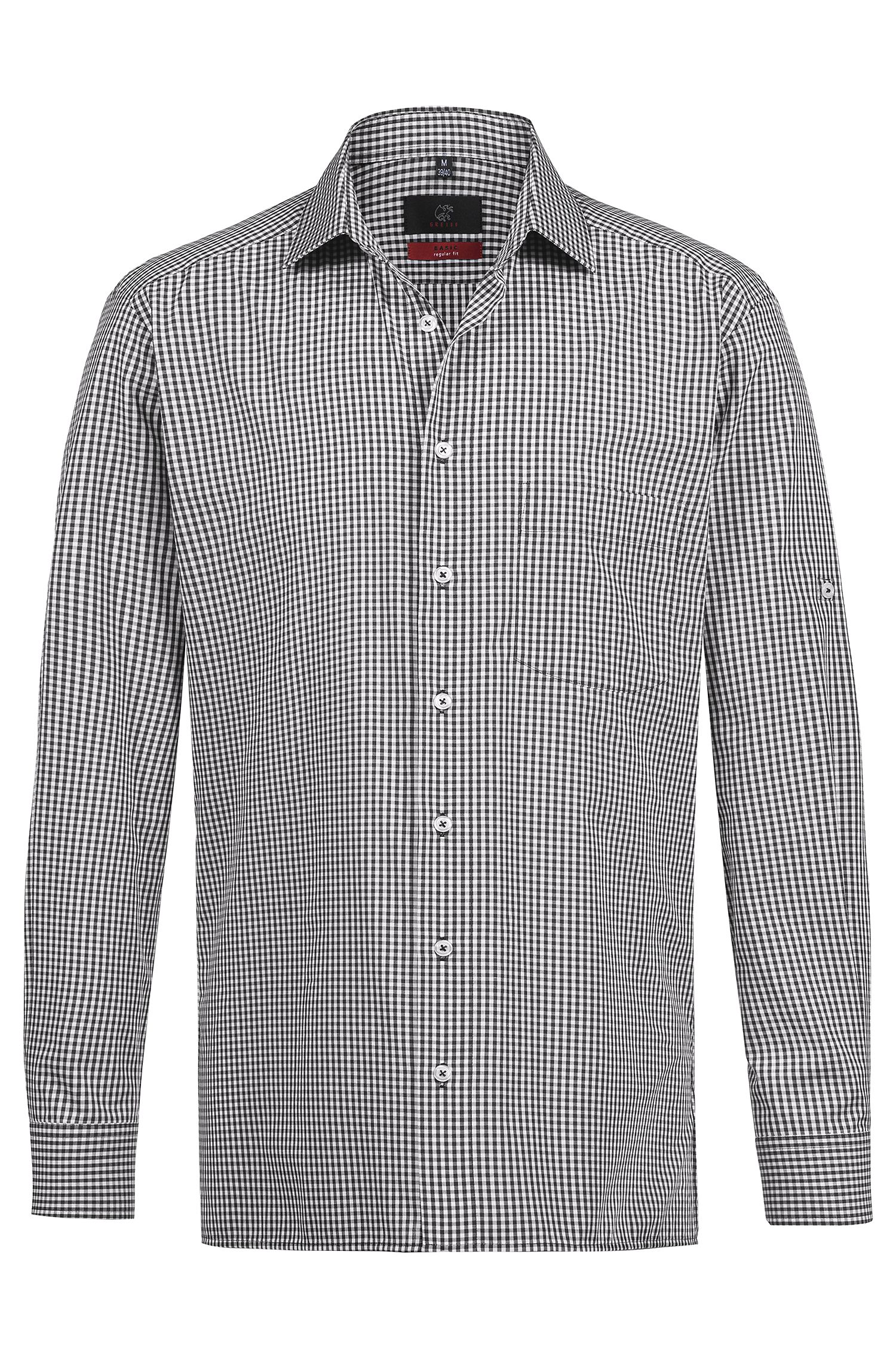 Greiff Herren-Hemd 1/1 RF Basic in Vichy Karo Schwarz – Vorderansicht