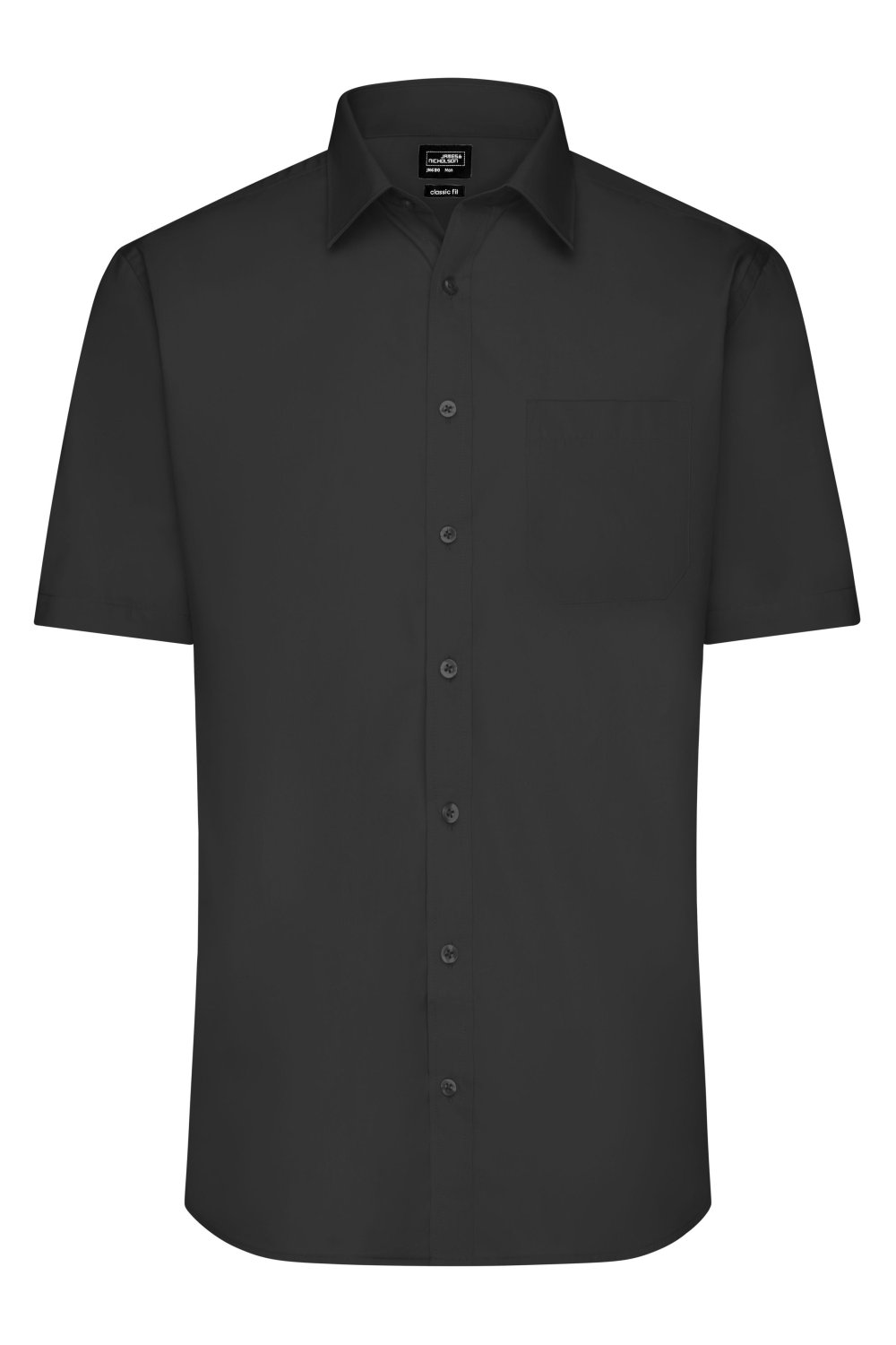 Daiber Men's Shirt Short-Sleeved Poplin in Black – Vorderansicht