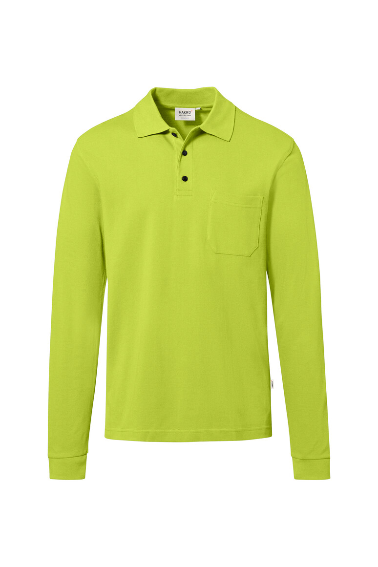 HAKRO 817 Pocket-Longsleeve-Polo MIKRALINAR® ECO in Kiwi – Vorderansicht