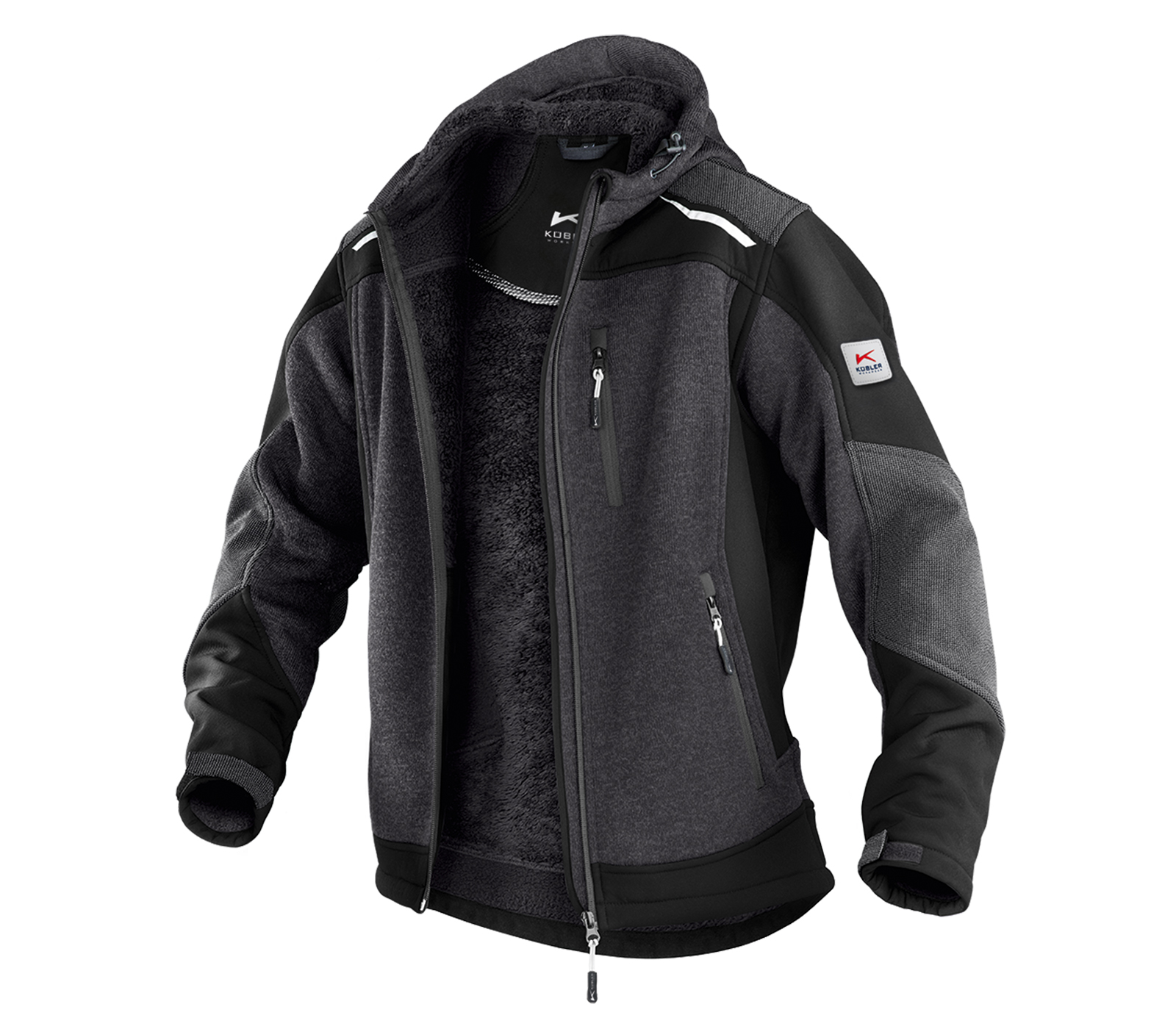 Kübler Strickjacke in Dunkelgrau/Schwarz – Vorderansicht