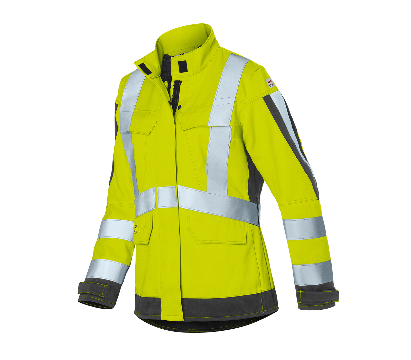 KÜBLER PROTECTIQ HIGH VIS Damenjacke ARC2 PSA 3 in Warngelb/Anthrazit – Vorderansicht