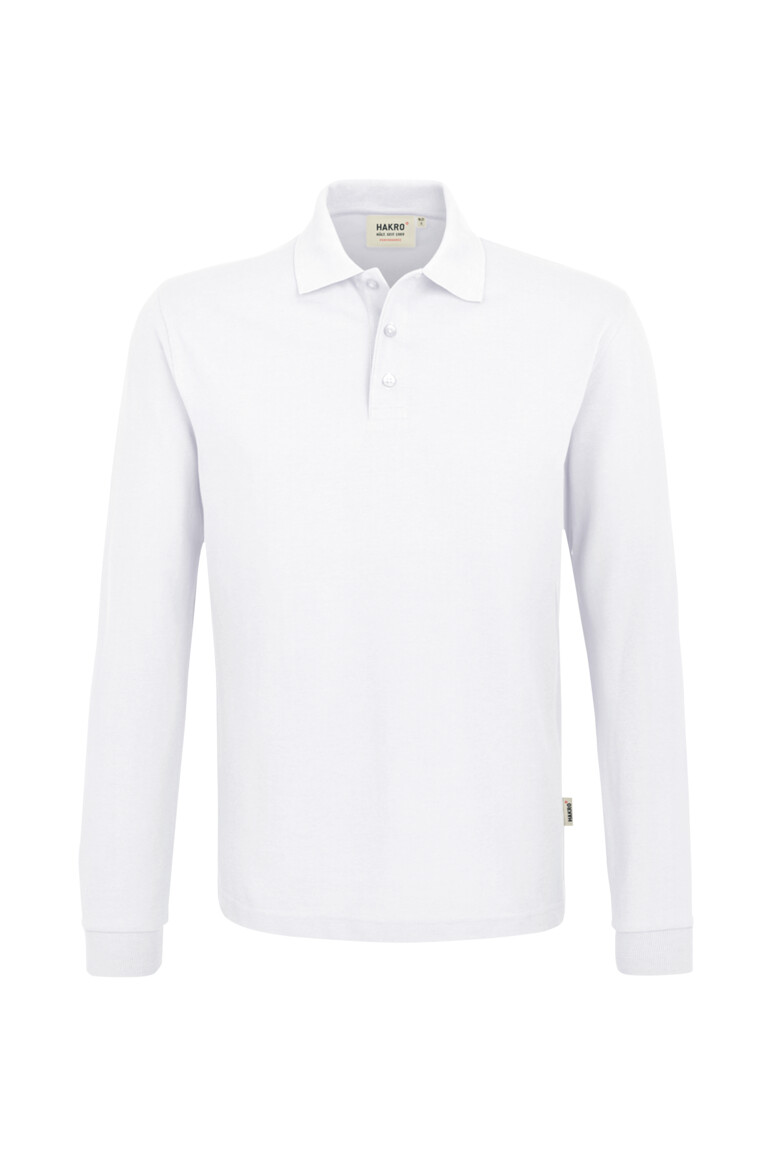HAKRO 815 Longsleeve-Poloshirt MIKRALINAR® in Weiß – Vorderansicht