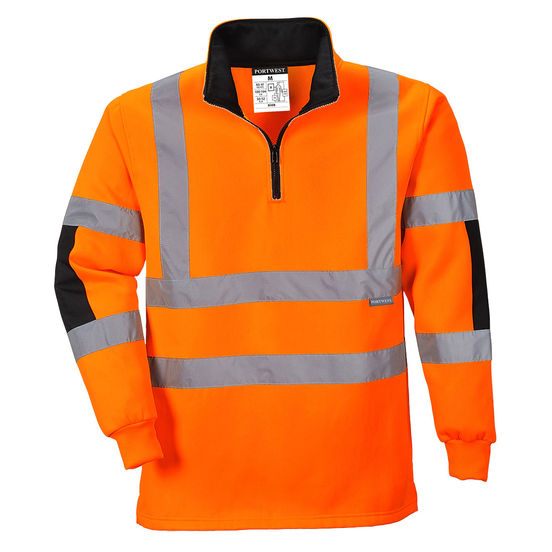 Portwest Xenon Hi-Vis Rugby Shirt in Orange – Vorderansicht