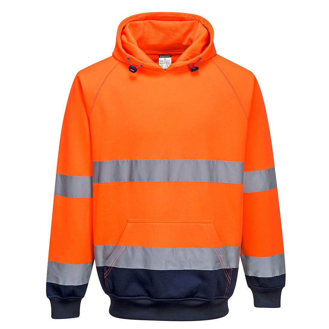 Portwest Hi-Vis Contrast Hoodie in Orange/Marine – Vorderansicht