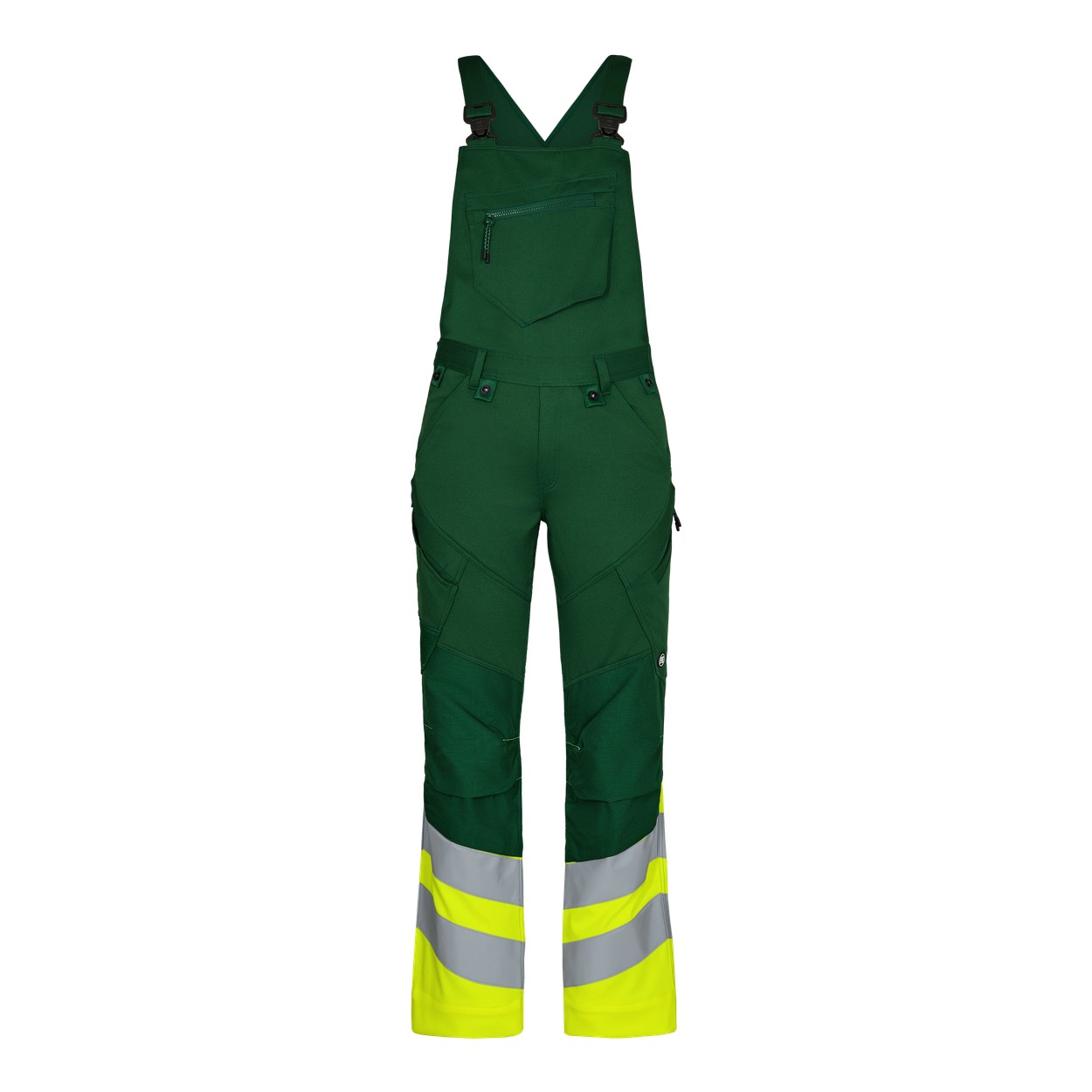 ENGEL Safety 3546-314 Latzhose mit 2-Wege-Stretch in Green/Hivis Yellow – Vorderansicht