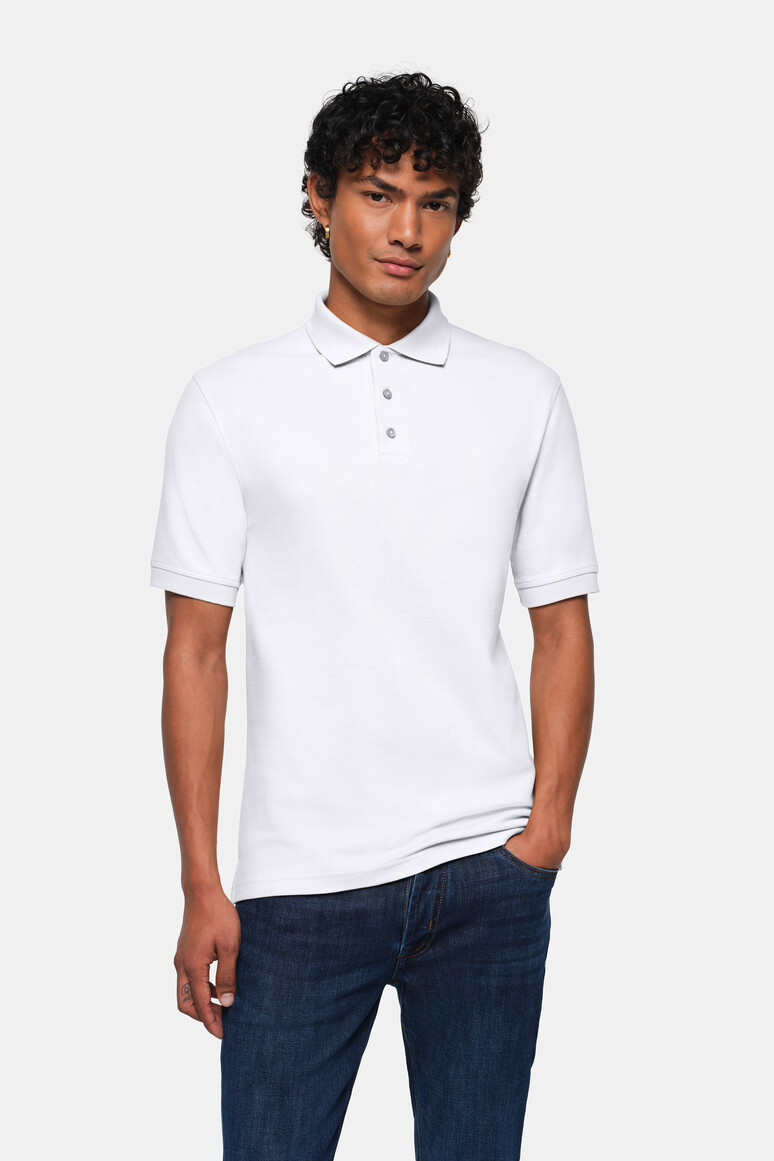 HAKRO 800 Poloshirt Top in Weiß – Modellansicht