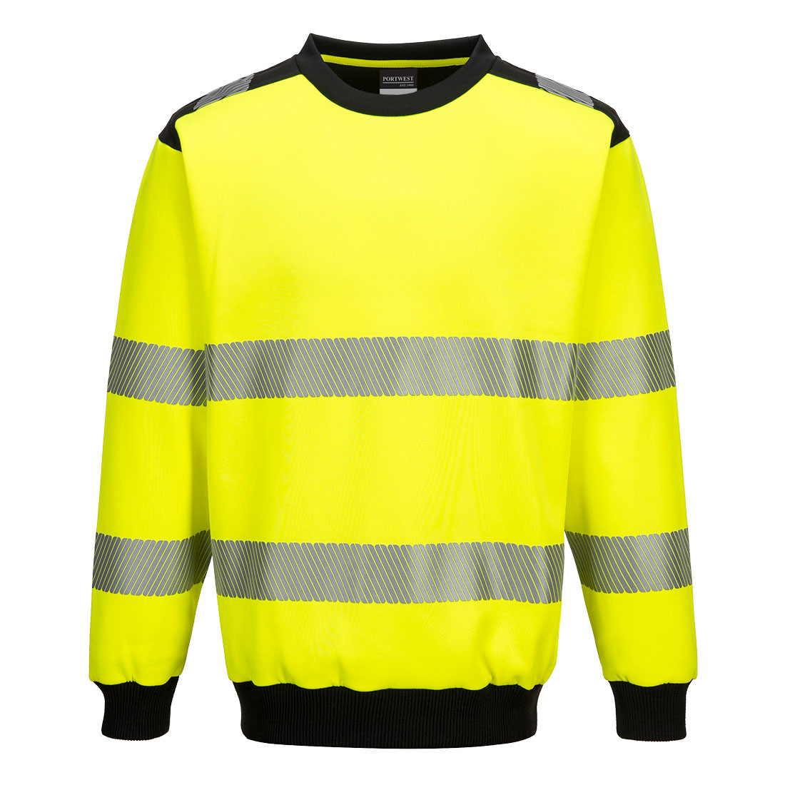 Portwest PW3 Hi-Vis Sweatshirt in Gelb/Schwarz – Vorderansicht