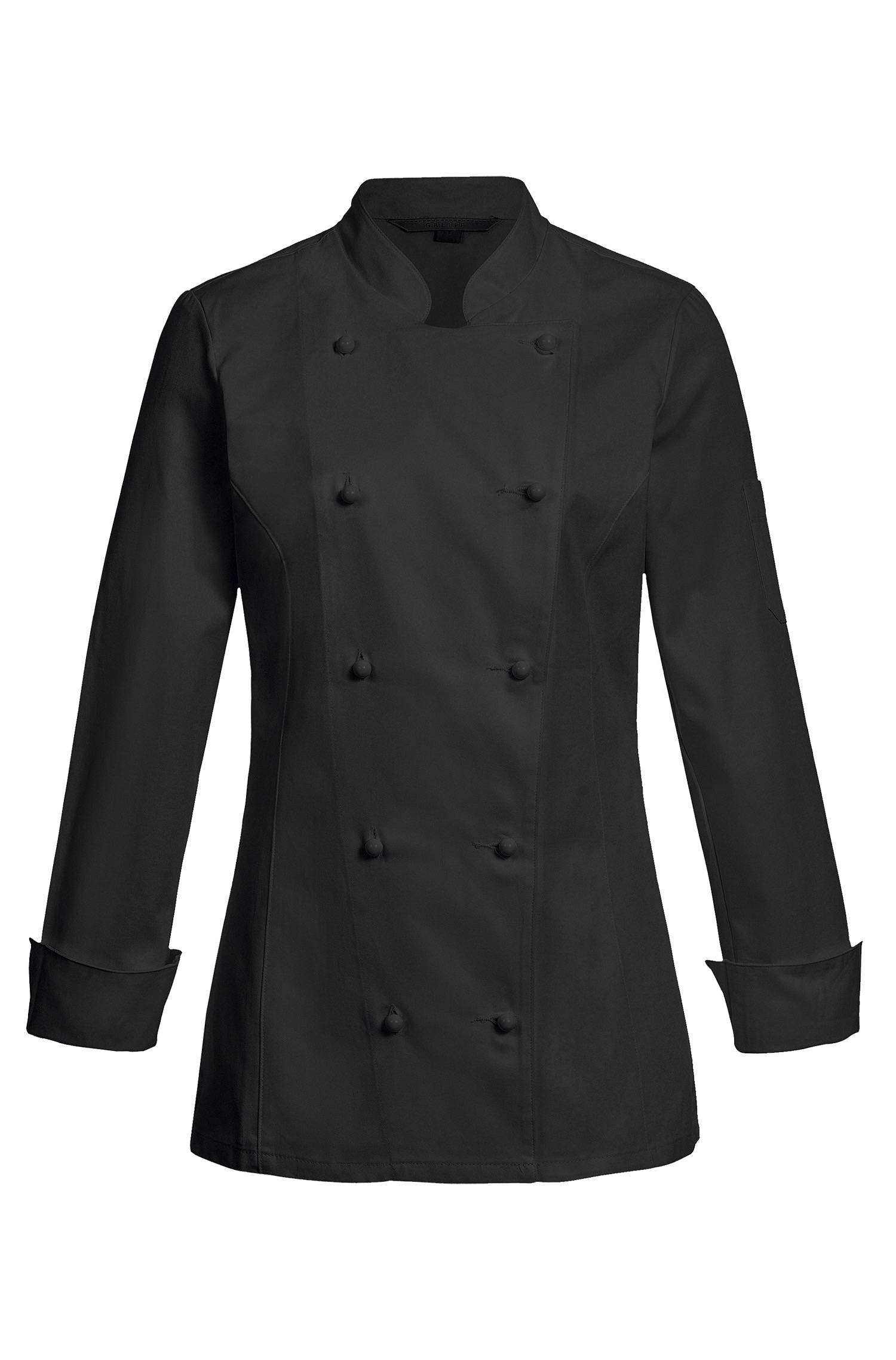 Greiff Damen-Kochjacke RF in Schwarz – Vorderansicht