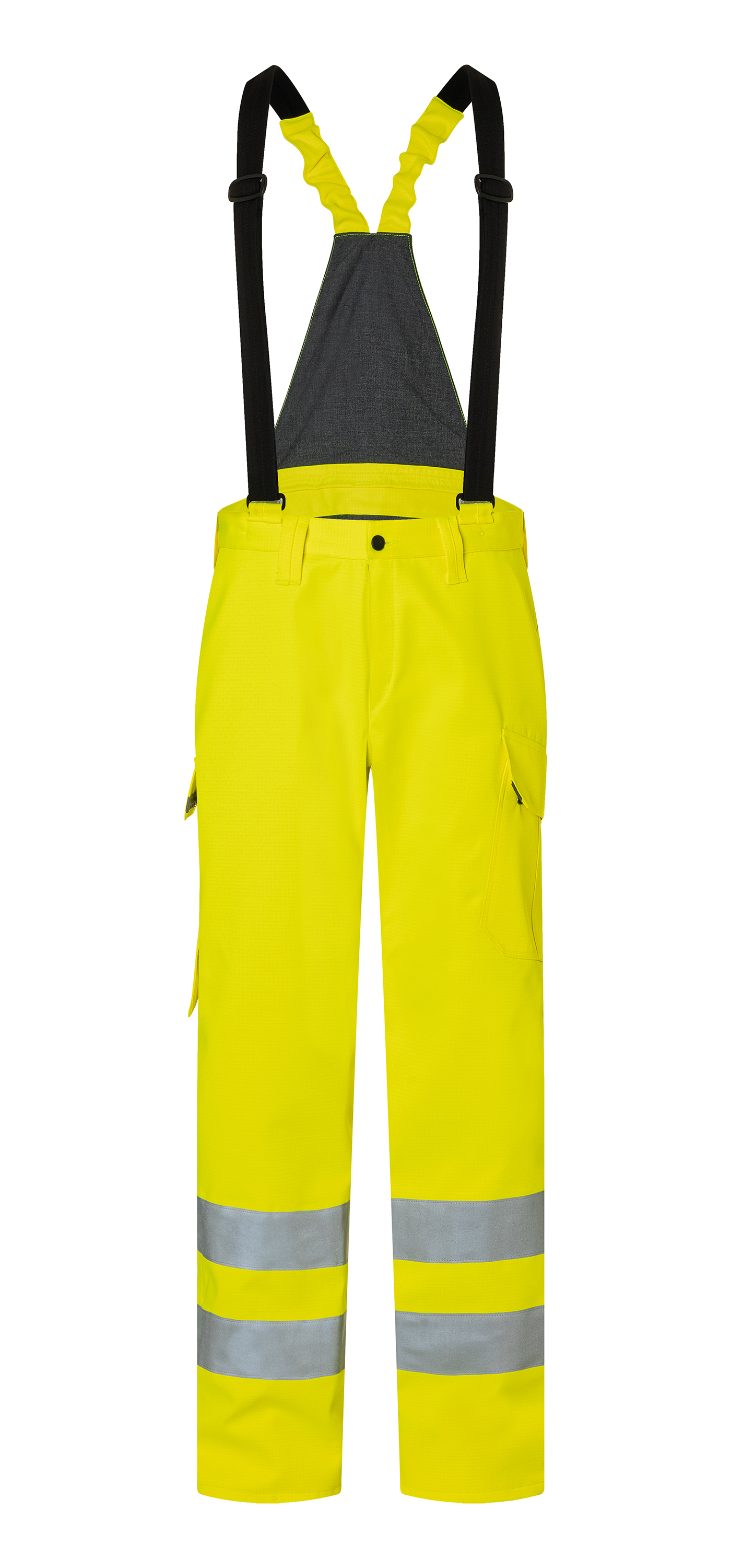 KÜBLER PROTECTIQ HIGH VIS Wetterlatzhose ARC2 PSA 3 in Warngelb – Vorderansicht